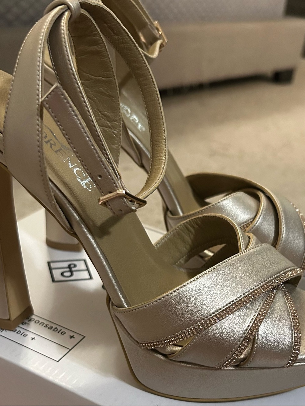 Women's Metallic Champagne Platform Sandals